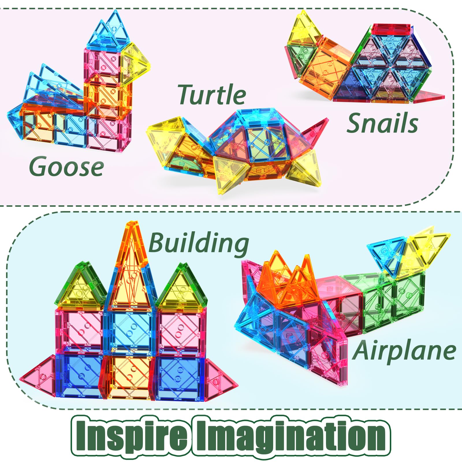 ASOK 60PCS Magnetic Tiles Magnet Building Blocks Set for Preschool Learning Classroom STEM Sensory Toys Gift for 3+ Year Old Boys and Girls - Image 4
