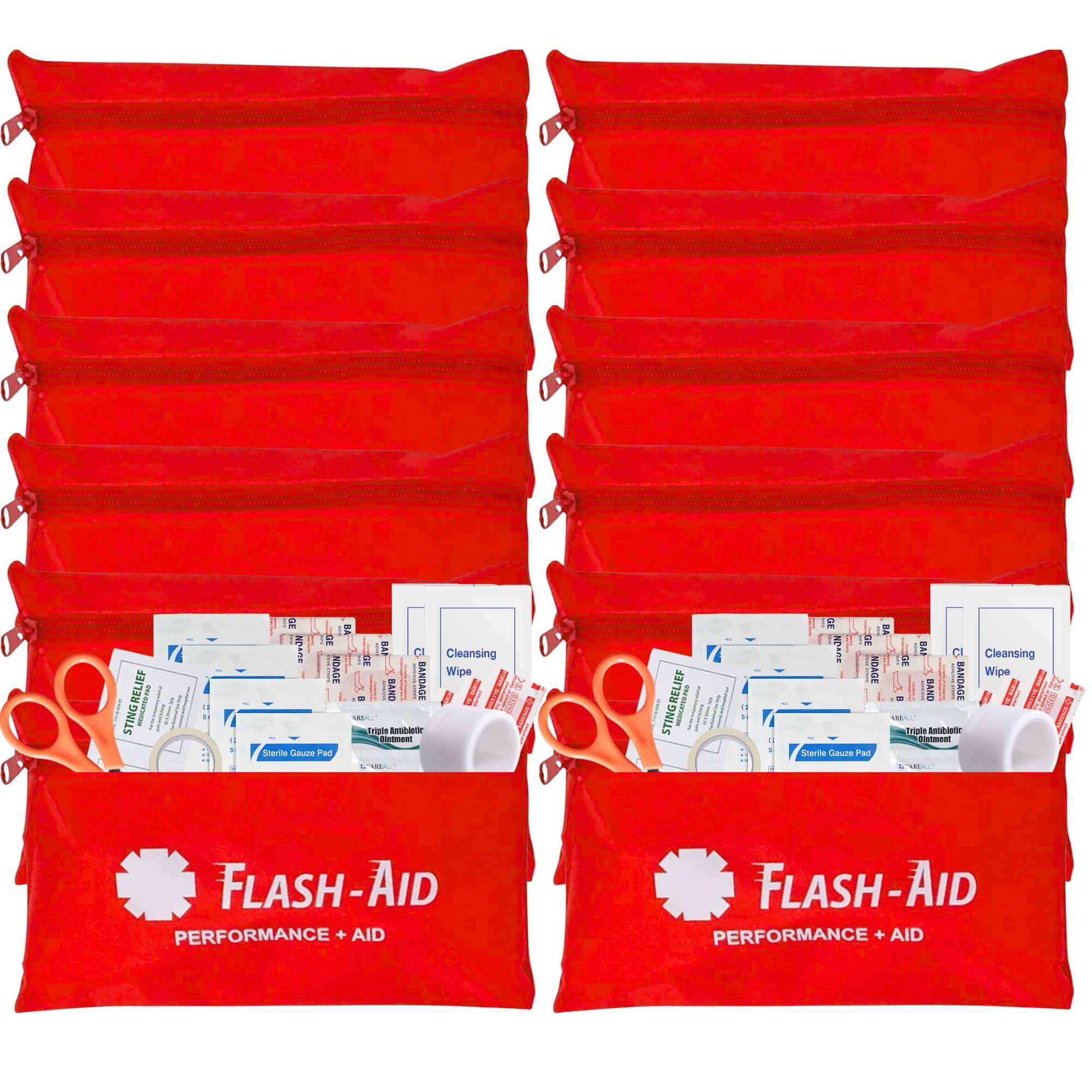 Mini First Aid Kits – 12-Pack Bulk Travel Emergency Kits in Reusable Pouches – Compact First Aid Supplies for Events, Corporate Gifts, Giveaways,