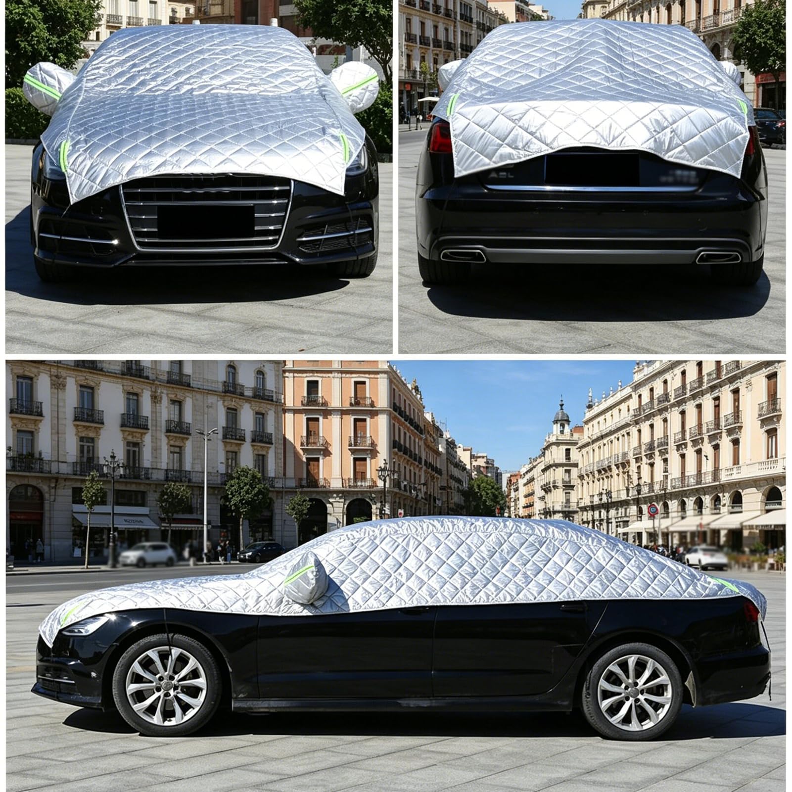 Generico Copertura Antigrandine Parziale per Auto,Protezione Rinforzata per Parabrezza,Copertura Parziale Impermeabile E Resistente Ai Raggi UV,per Veicoli Interni Ed Esterni,Nero,Fit Sedan