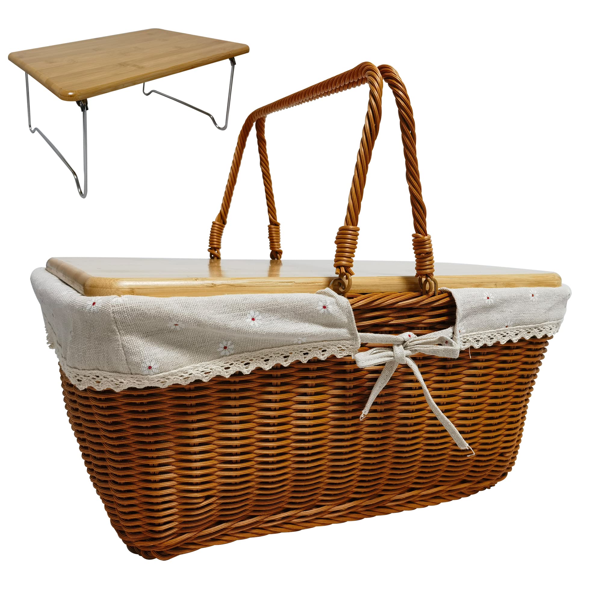 Imitation Rattan Picnic Basket, Storage Basket, Shopping Basket, Rattan
