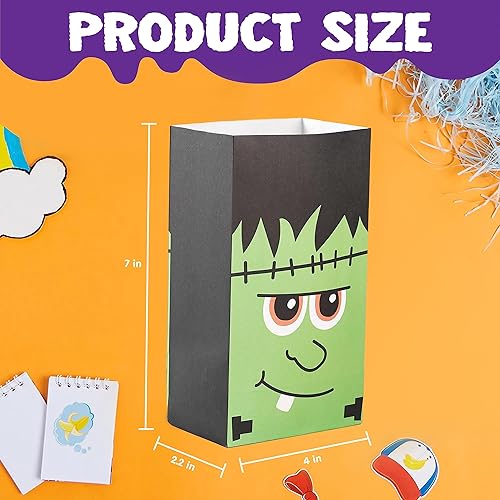 Miniatura 3 de JOYIN 60 bolsas de papel de personajes de Halloween, bolsas de golosinas de dulce o truco, bolsas de dulces con calcomanías para suministros de