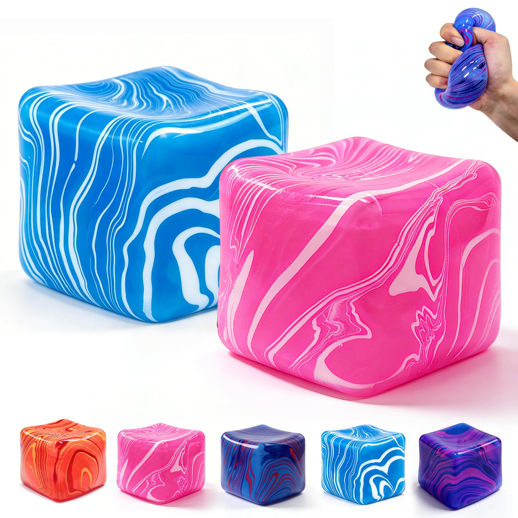 Photo 1 of 2 Pack Stress Relief Squishy Toys Cube, 2.2 Inch Squishy Cube Stress Relief Blocks for Adults, Stress Cube Suitable for Calming Students—Anxiety Relief Squeeze Toys, Classroom Reward Toys