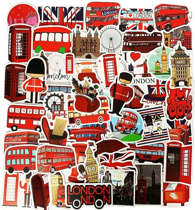 50pcs Cute Cartoon London Bus Stickers for Kids,Waterproof Vinyl ...