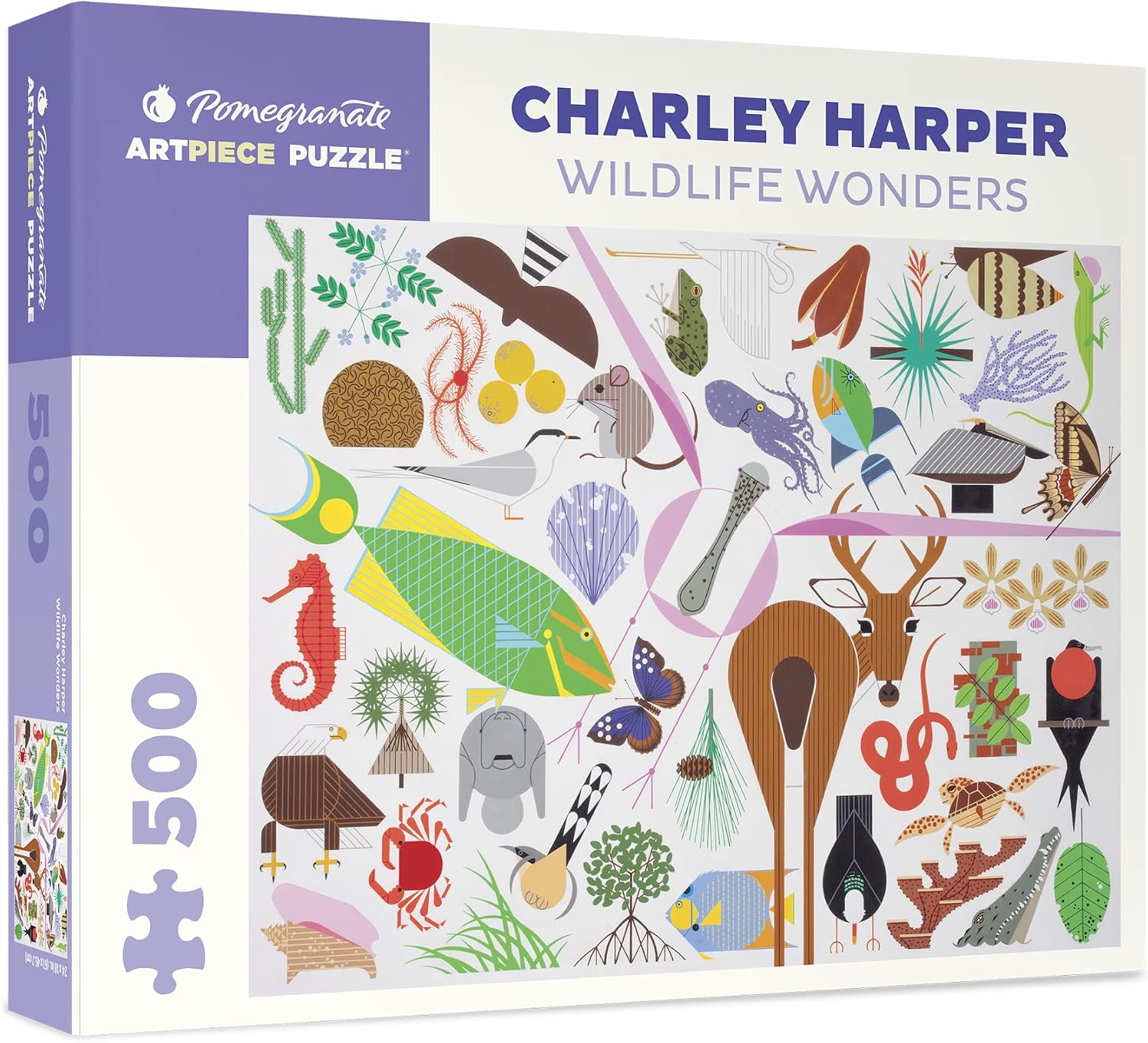 Pomegranate 500-Piece Jigsaw Puzzle for Adults, Charley Harper's Wildlife Wonders, Large Piece Puzzle, Matte Finish, Snug Fit