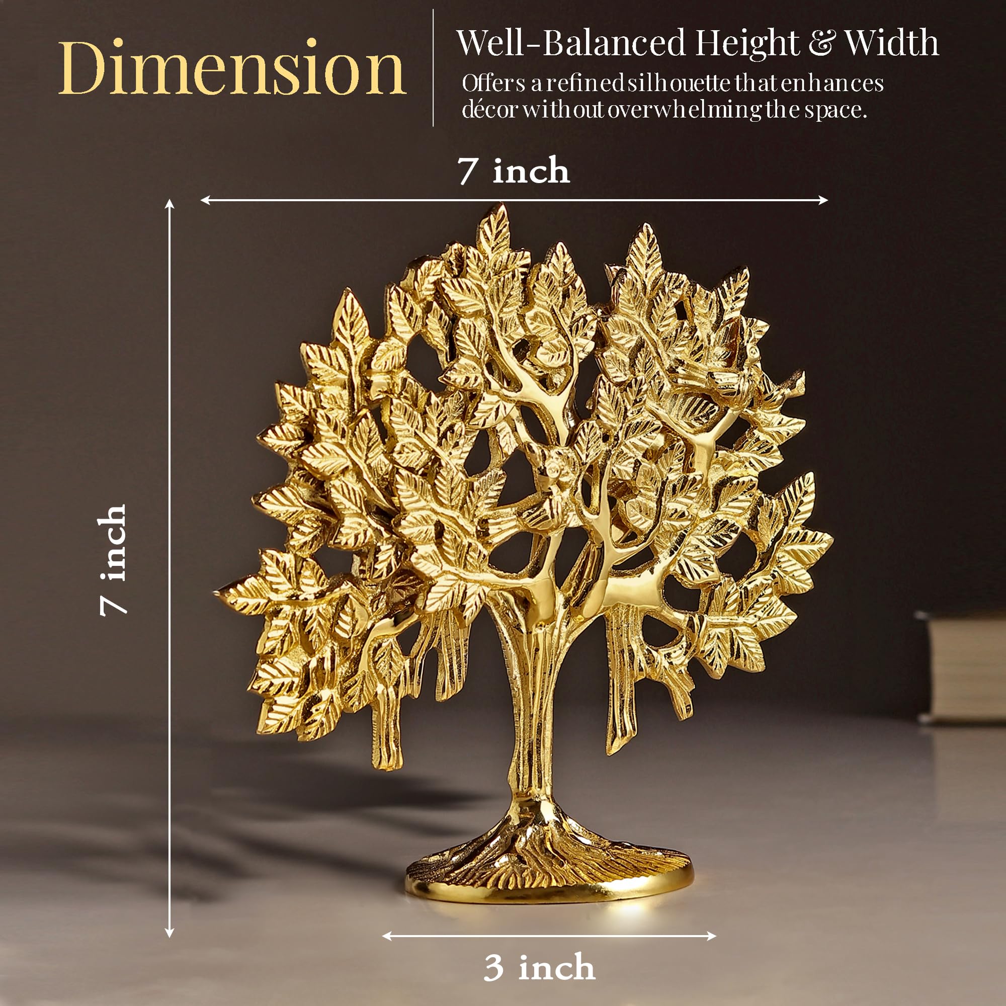Anavana 100% Pure Brass Kalpavriksha Tree with Birds | Antique Gold Tree of