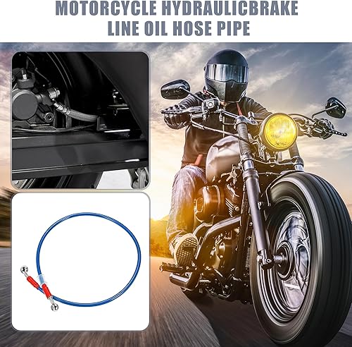 Miniatura 2 de X AUTOHAUX 31.5 in 31.5 "Longitud 0.394 in ID motocicleta freno hidráulico manguera tubo tubo 28 0 acero inoxidable trenzado cable para ATV