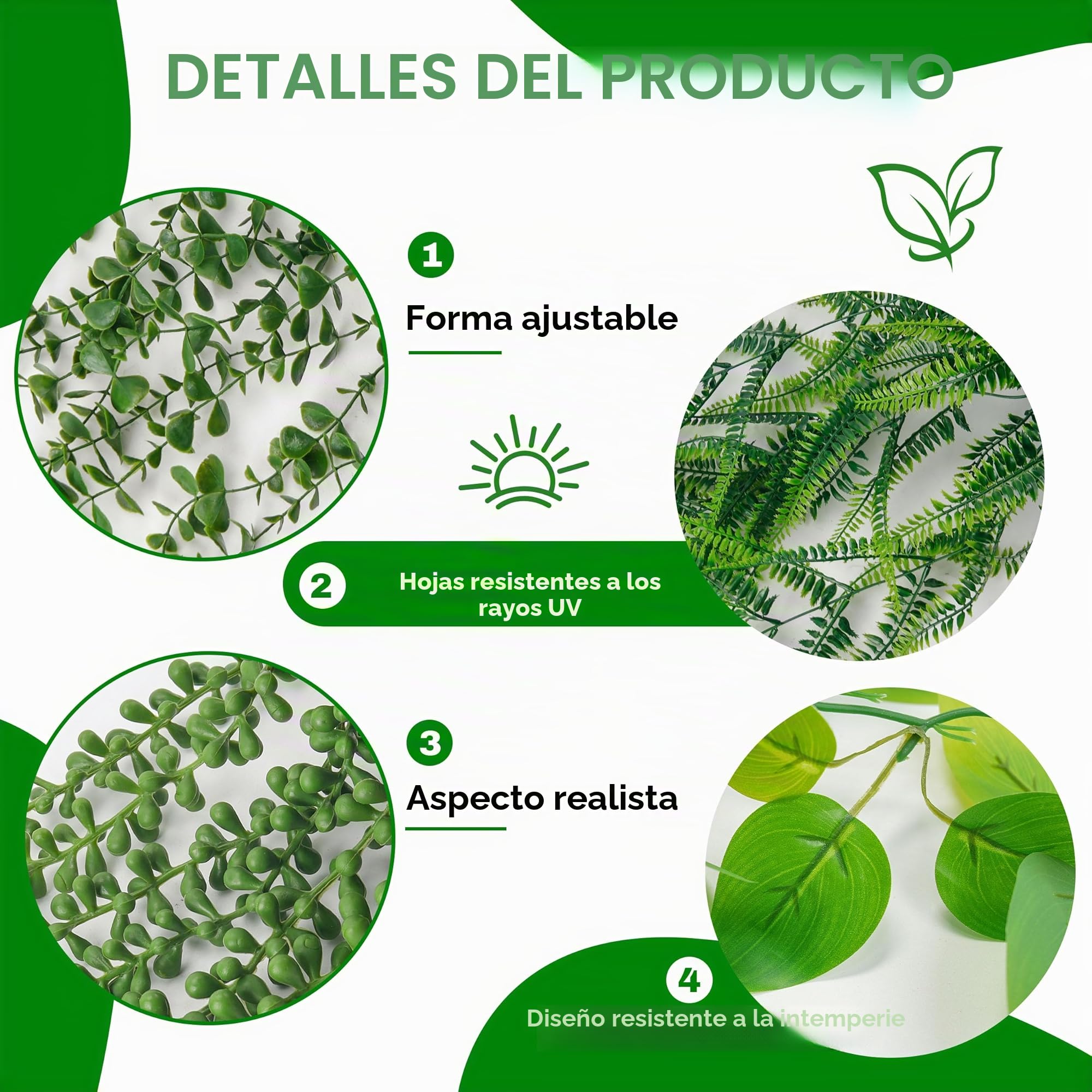 Der Rose 4 piezas de plantas artificiales colgantes, vid de hiedra falsa, eucalipto artificial, helecho Boston, cadena de perlas para la estética de la sala de estar, dormitorio, cocina, decoración de