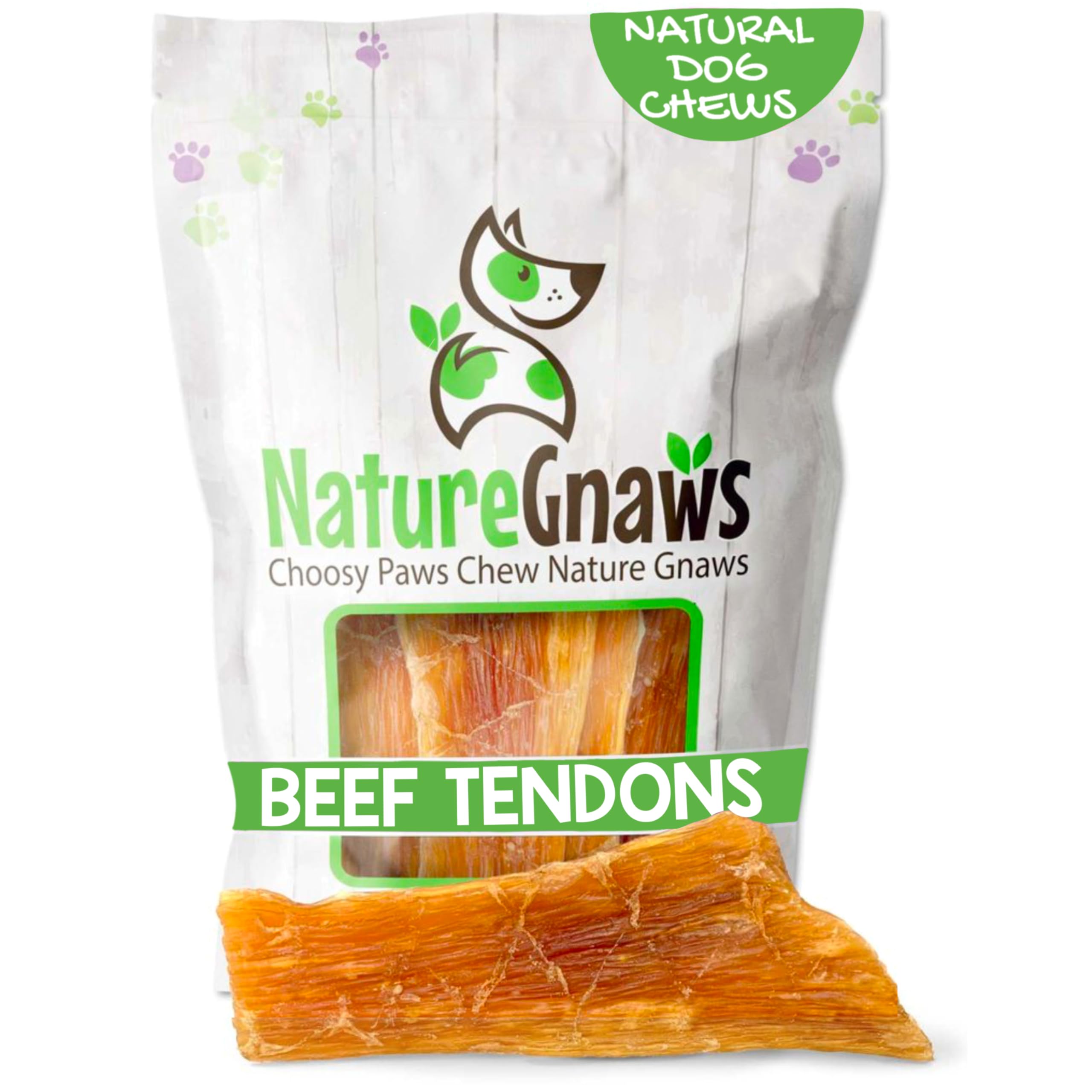 Nature Gnaws Paddywack Tendons for Dogs - Premium Natural Beef Bones - Long Lasting Dog Chew Treats for Large Dogs - Rawhide Free - 6 Inch (5 Count)