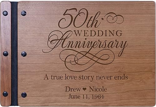 LifeSong Milestones Libro de invitados personalizado para el 50 aniversario de boda para pareja, 50 años de celebración matrimonial, libro de