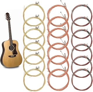 3 Sets of 6 Guitar Strings, replacement guitar strings acoustic, Acoustic Guitar Strings Replacement Electric Guitar Strings Durable Guitar Replacement Steel String(Brass+Red Copper +Multicolor)