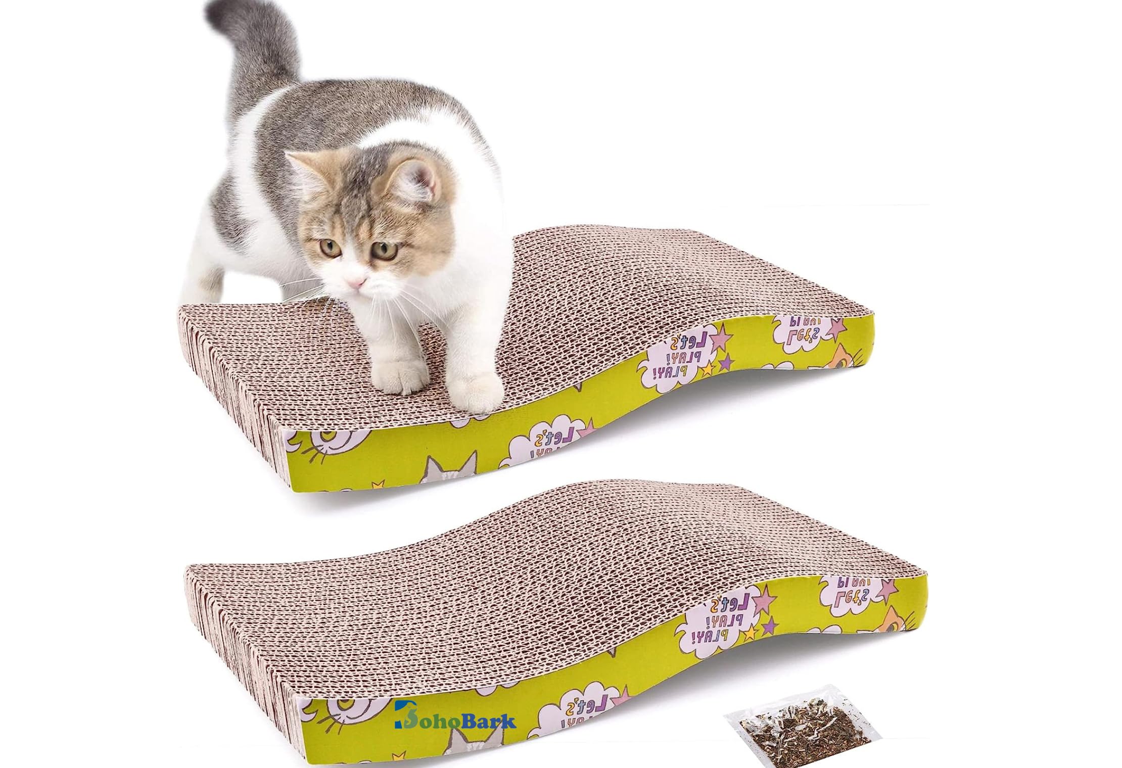 BohoBark Cat Scratchers Cardboard, S Shape Cat Scratch Pad, Cat Scratching, Corrugated Board Reversible with Catnip for Indoor Cats (B0CC912DBN) Amazon Price History, Amazon Price Tracker
