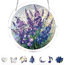 Acrylic Jigsaw Puzzle Suncatcher-Violet Garden Grace, Stained Glass Window Hanging, Home Decor Creative Mom Gifts, Birthday Gifts for Women,Wife, Sisters, Aunt, Besties 7.4in (Violet)