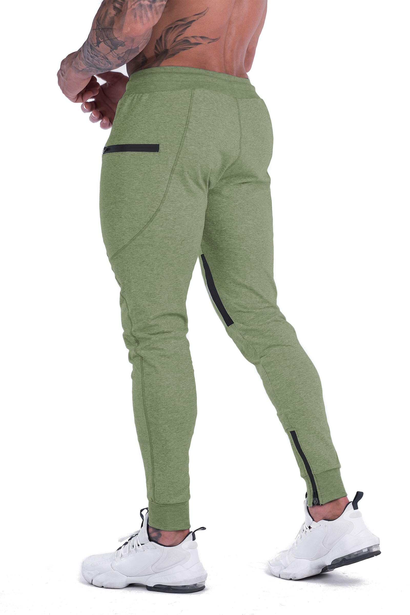 FIRSTGYM, Pantalones deportivos para hombre, ajustados, de malla, con bolsillos con cremallera