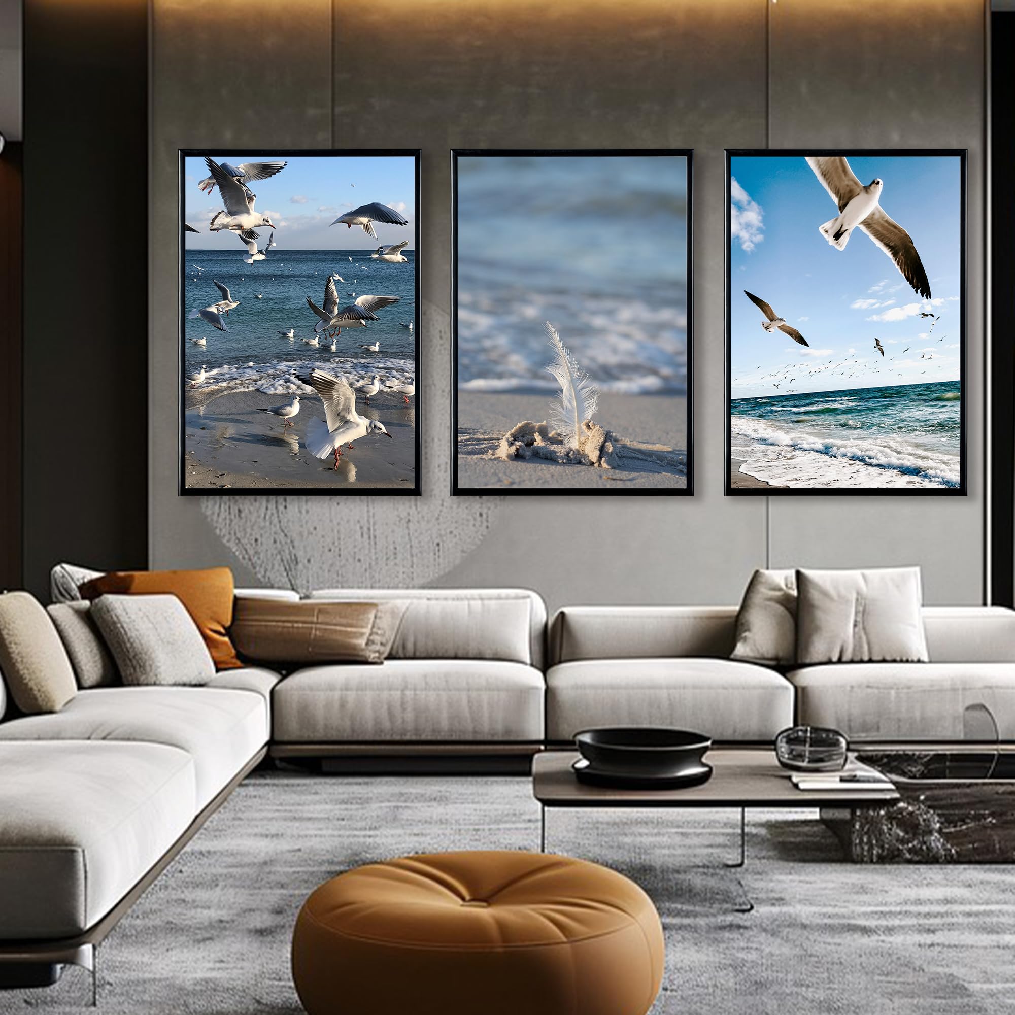Lot de 3 cadres photo 50 x 70 cm, 50 x 70 cm, noirs, bandes coulissantes, montage mural horizontal ou vertical