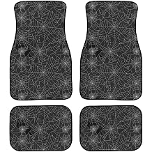 Spdier Web Car Floor Mats Universal Black Gothic Floor Mats for Cars Front Rear Rubber Anti Slip Car Foot Mats Rugs Cute Car Accessories for Trucks Cars Van SUV