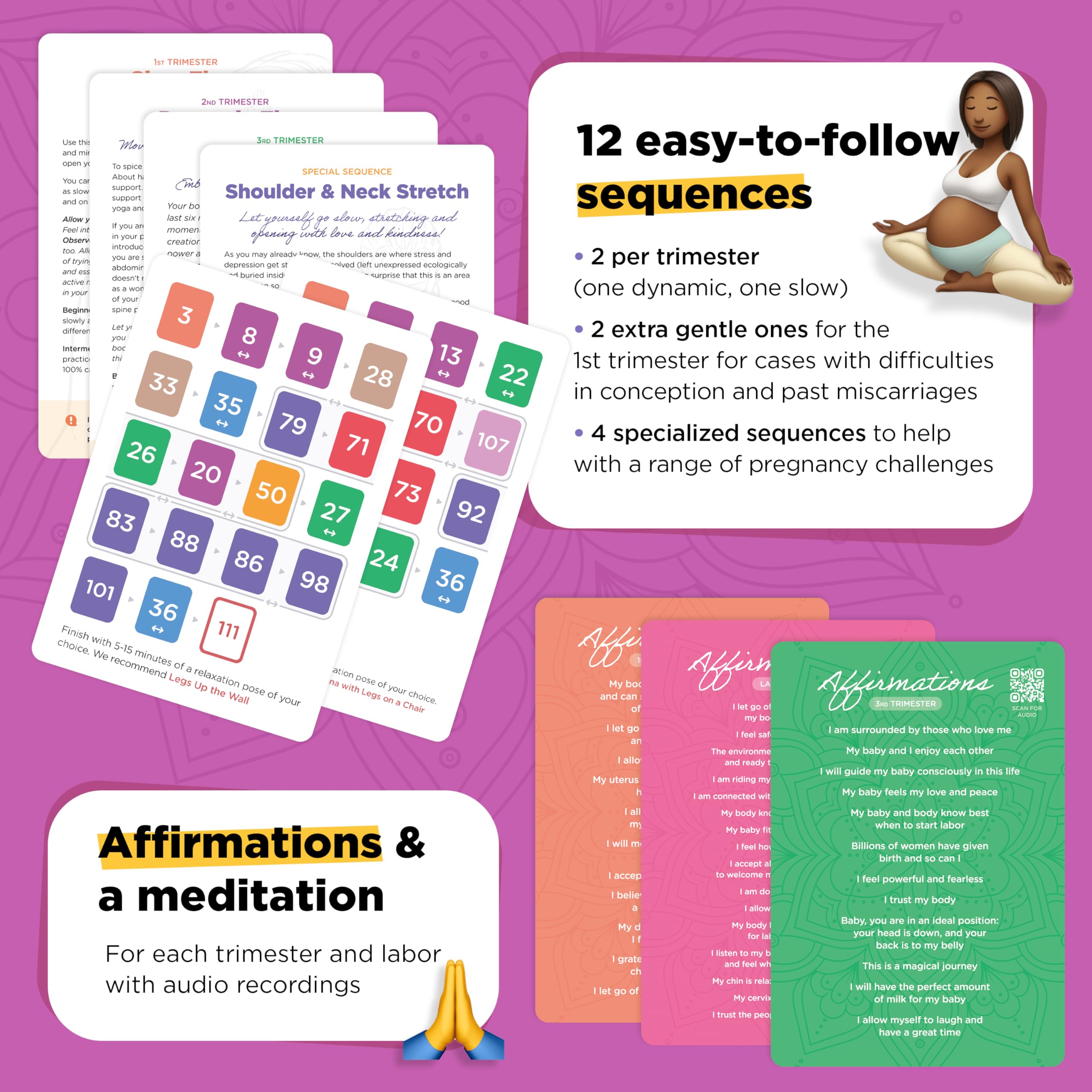 WorkoutLabs Cartes de yoga prénatal et ayurveda – Guide de grossesse saine et consciente avec sagesse ancienne de manière moderne · Cartes et livres de qualité supérieure pour femmes enceintes et