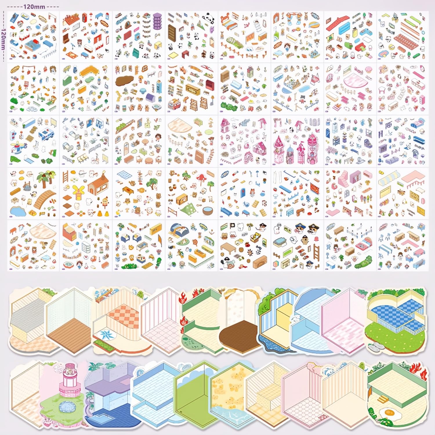 20 Sets 3D Sticker Scene Book,Sticker Therapy for Adults,Include 20 Beautiful House Isometric 3D Space DIY Scene Stickers Book,Cute Art Stickers for Girls - Image 4