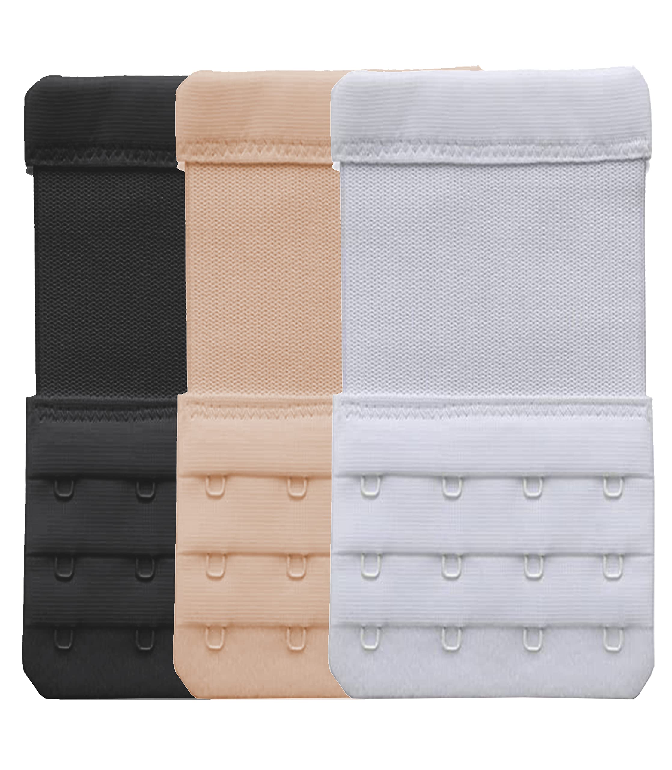 Womens Bra Extenders Soft Elastic Bra Extension Strap Adjustable combo pack, White, Bra Hooks Extender 4 Hook-image-46