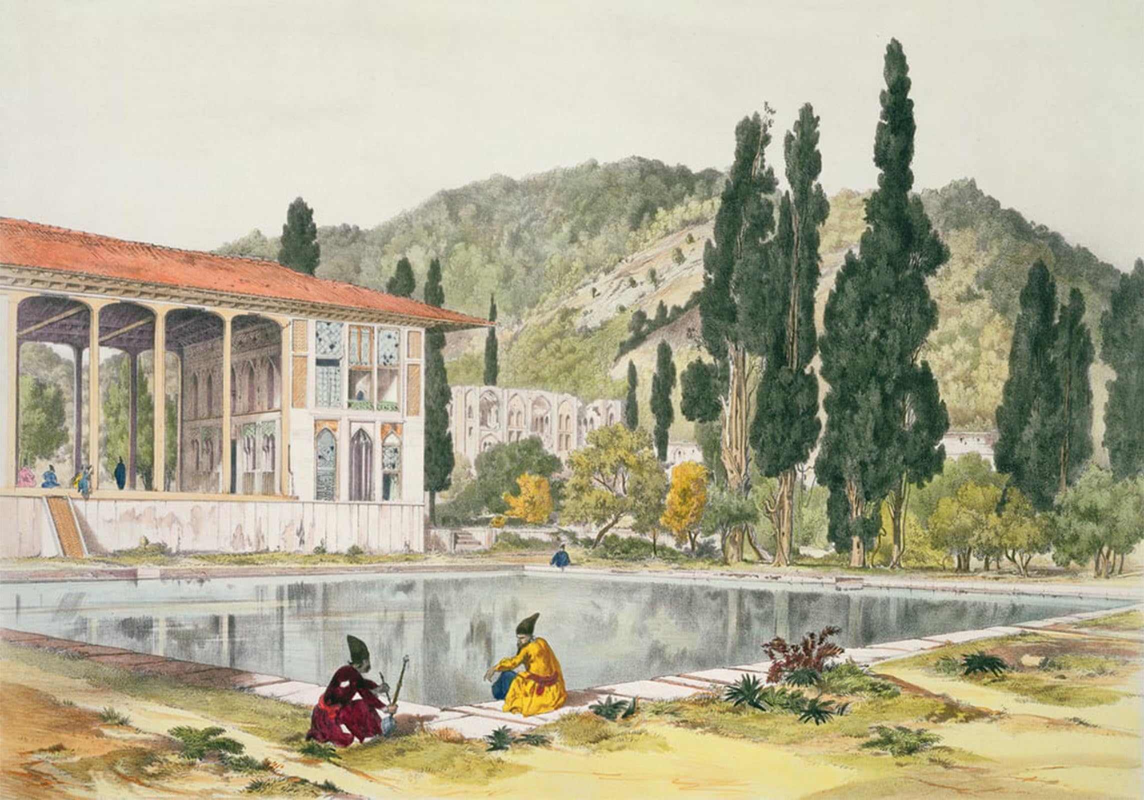 SERENDIPITP Vintage Picture Print on Canvas Wall Art Poster the and Gardens of Ashref by Jules Augustin Laurens Artwork Print Poster for Wall Decor 60x90cm