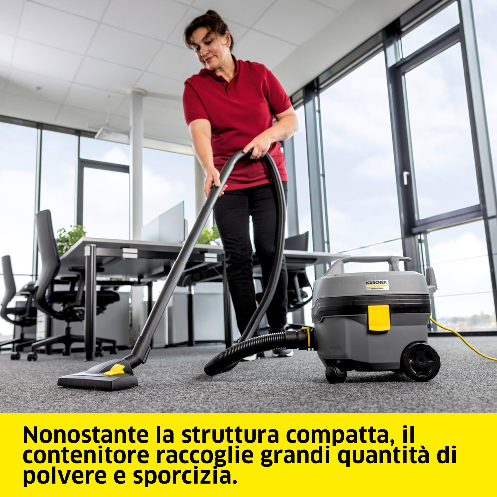 KÄRCHER aspirapolvere professionale T 7/1 Classic, contenitore: 7 l, potenza: 850 W, livello di pressione sonora: 62 dB(A), peso: 3,5 kg, cavo: 7,5 m, cestello filtro permanente