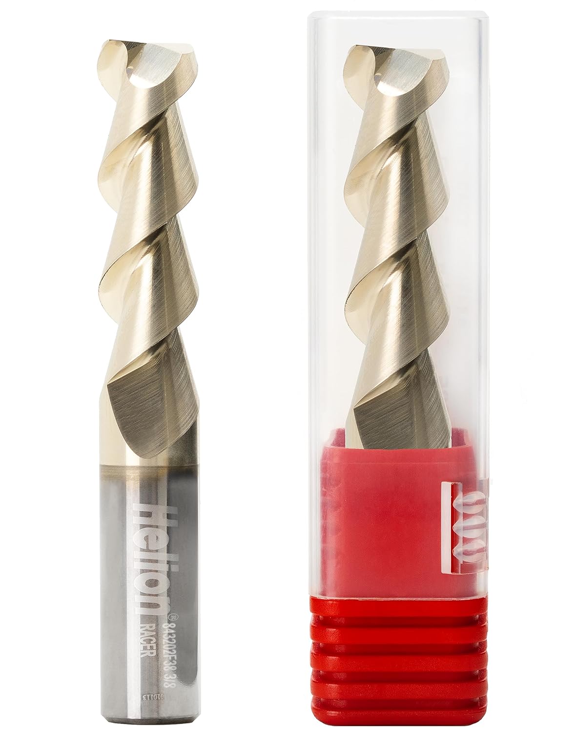HELION Solid Carbide Square End Mill Inch High Feed Helix for Aluminum/Non-Ferrous Materials - Speed ZR - 2 Flutes - 45 Degrees Helix – AlTiN/ZrN Coated - Made in EU (3/8 in)