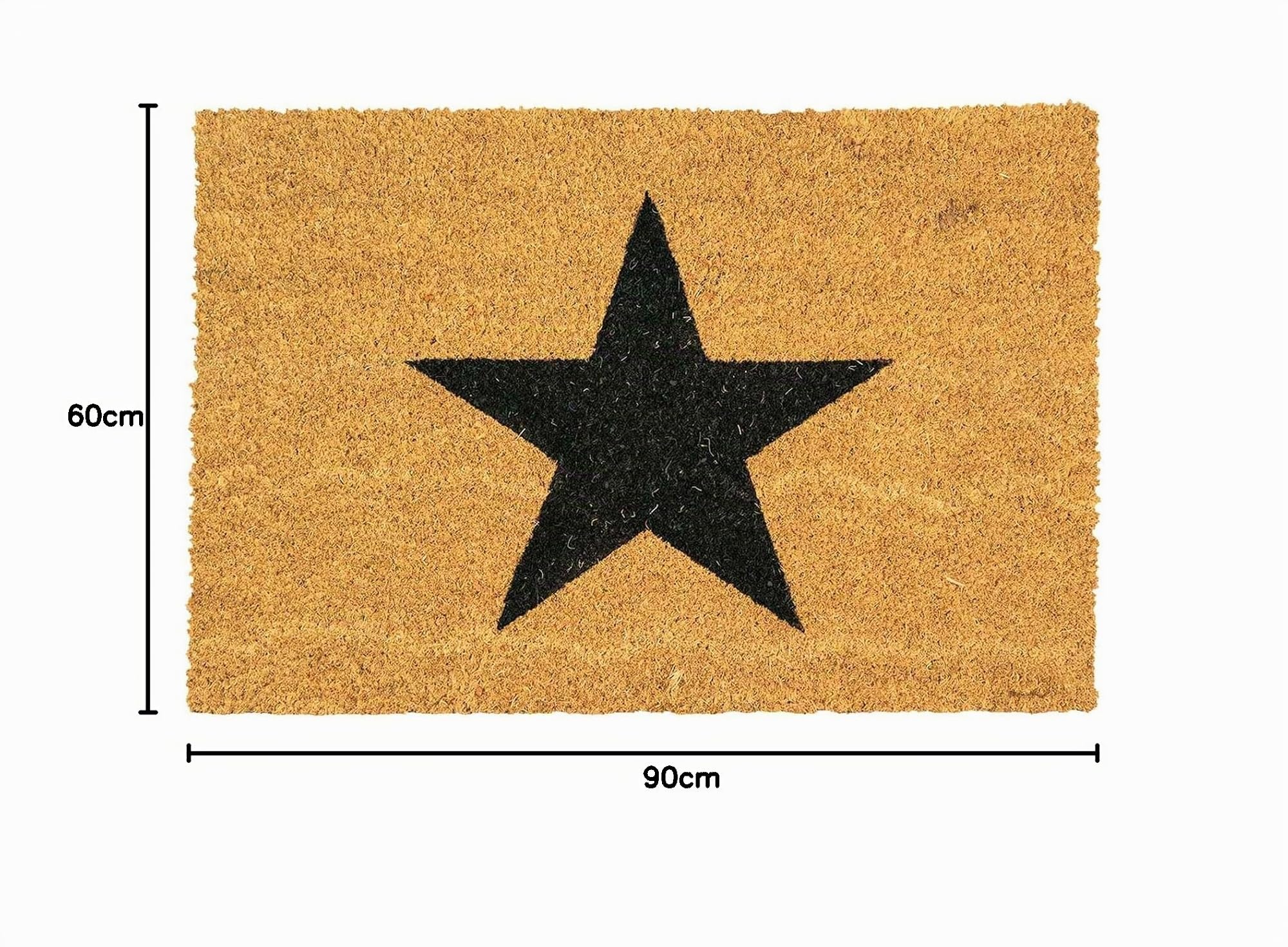 Nicola Spring Mat de Porte de la Coco - nattes de Bienvenue en Plein air à Noix de Coco Naturelle - 90 x 60 cm - étoile Noire