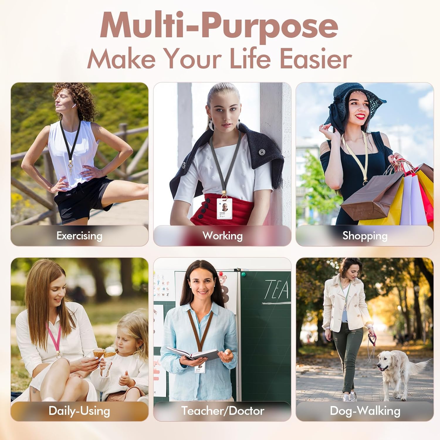 Stretchy Cute Lanyards for ID Badges, Thin Teacher Lanyard for Key, Long Neck Keychain ID Badge Lanyards for Women/Men - Image 6