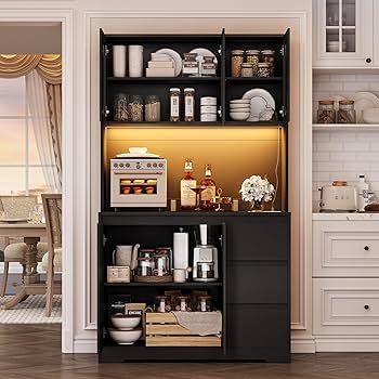 Homfa 40'' Kitchen Cabinet, Buffet Sideboard With Drawers, Adjustable Shelves, White