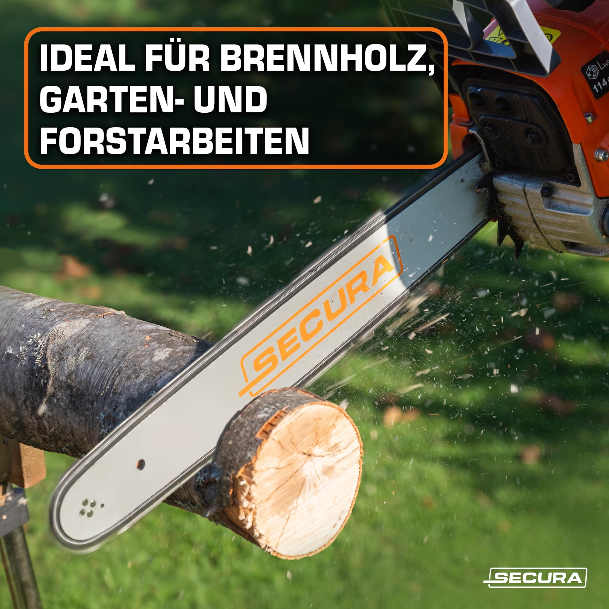 4x Sägekette Halbmeißel + Führungsschiene 35 cm | 3/8LP-1,3-50 | Kompatibel mit Stihl MS170 MS180 017 018 | Motorsägen Ersatzkette Set | SECURA