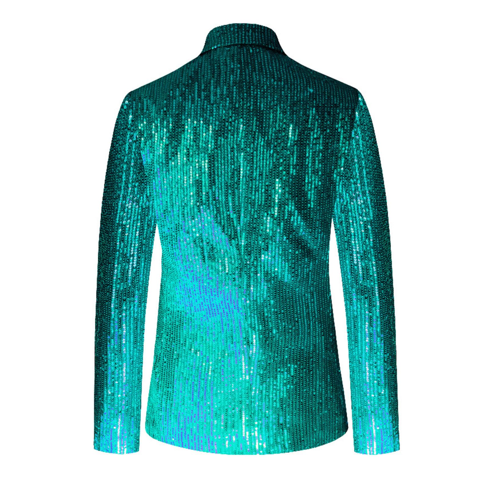 Giacca Uomo Paillettes Elegante, Blazer Brillante con Piccoli Dettagli Luminosi, Abito da Spettacolo Maschile per Festa, Concerto, Discoteca e Performance