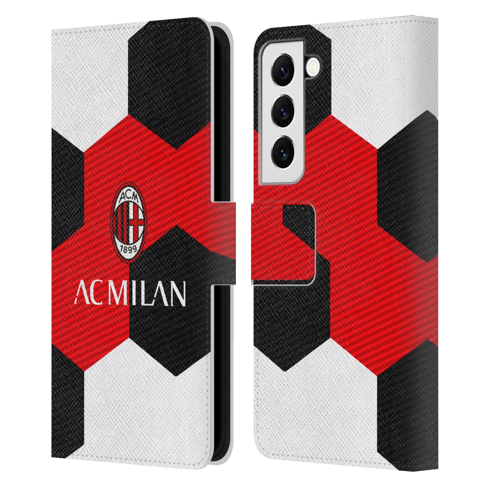 Head Case Designs Officially Licensed AC Milan Ball Crest Leather Wallet Case Compatible with Samsung Galaxy S22 5G