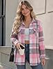 Camisa de franela para mujer Zeagoo, a cuadros, con botones, estilo shacket, manga larga, para otoño 3