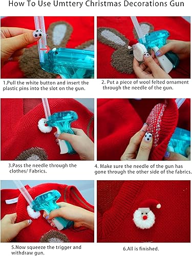 Miniatura 5 de Accesorios de pistola de decoración navideña, 5 adornos hechos a mano de fieltro de lana, perfectos para ropa, gorras, cortinas, ropa de mascotas y
