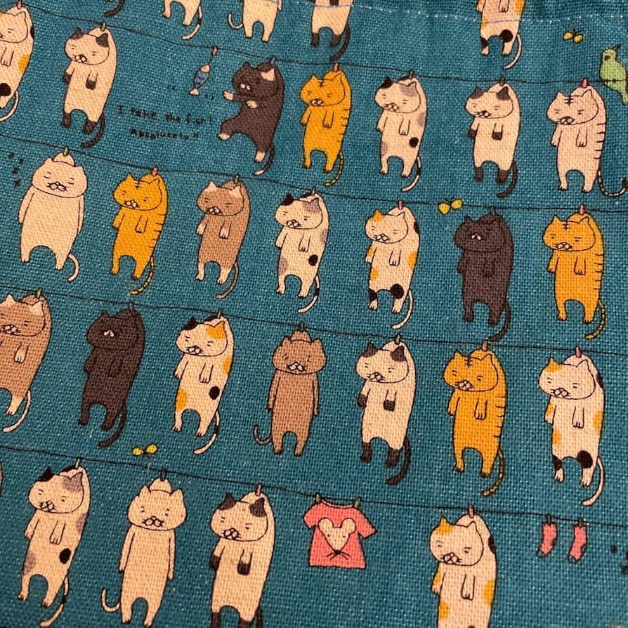 Amazon.co.jp: 洗濯猫ちゃん 干され猫 猫柄 ネコ cat 猫耳 巾着