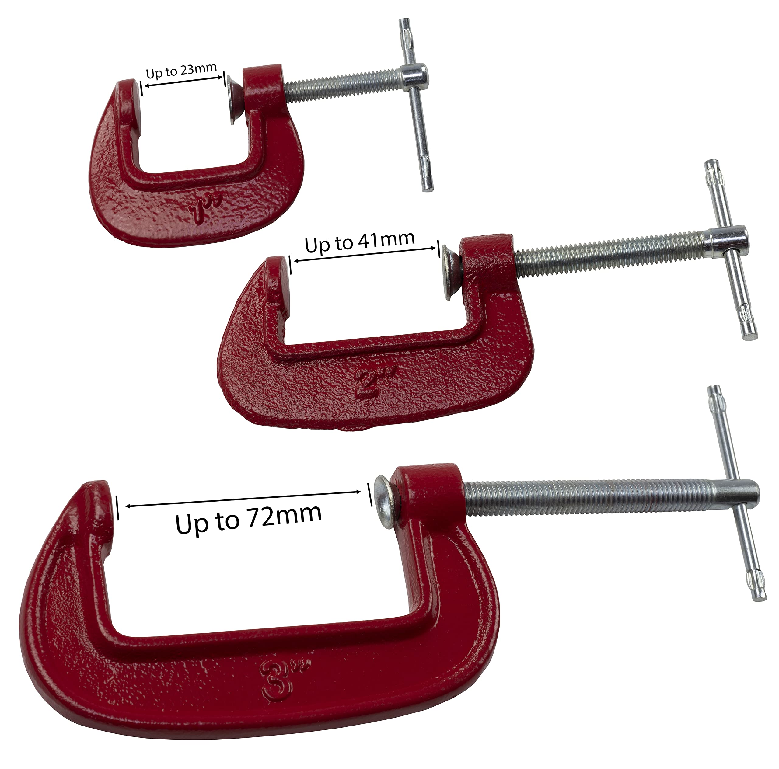 Serre-joints En G Rolson - Lot De 3 Tailles (25, 50, 75 Mm)