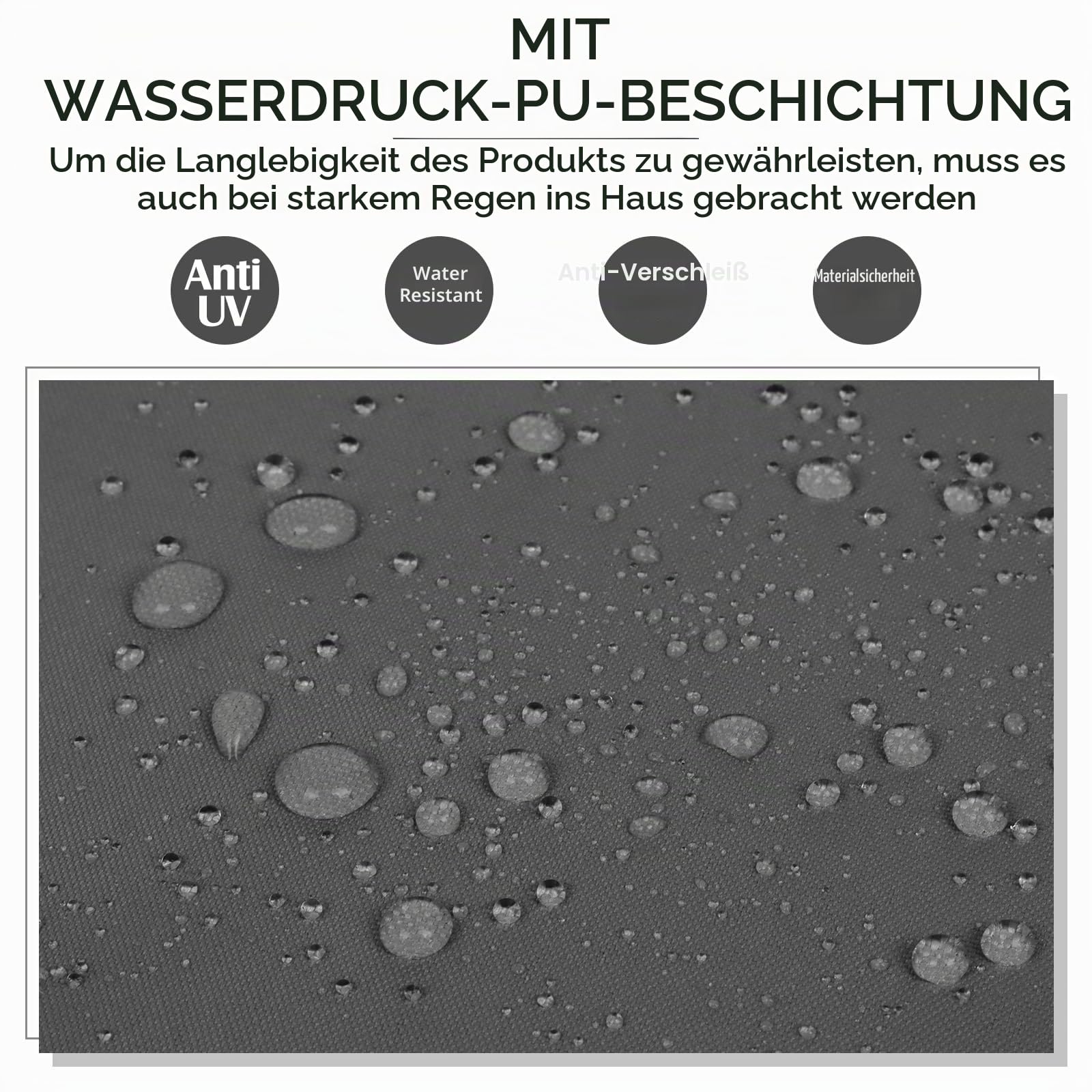167,6 cm, 5-teiliges Ersatzkissen für den Außenbereich, Tagesbett, Sonnenbett, mit Reißverschluss, wasserabweisend, Rattan-Sofa-Kissenbezug, Schwarz