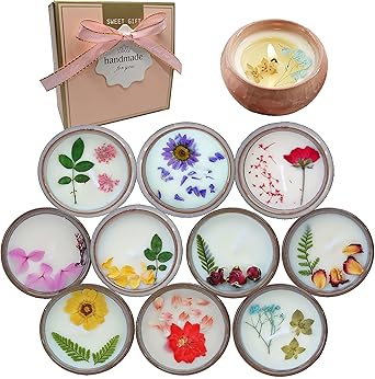 Amazon Co Jp Suqingda プレミアム手作りキャンドル 芳香族花柄エッセンシャルオイルキャンドル 花の香り10種類香りろうそく 手作り陶器製ローソク アップグレード低温ソイワックスとココナッツワックス カップ浄化キャンドル プレゼントろうそく 氷で割れた多層