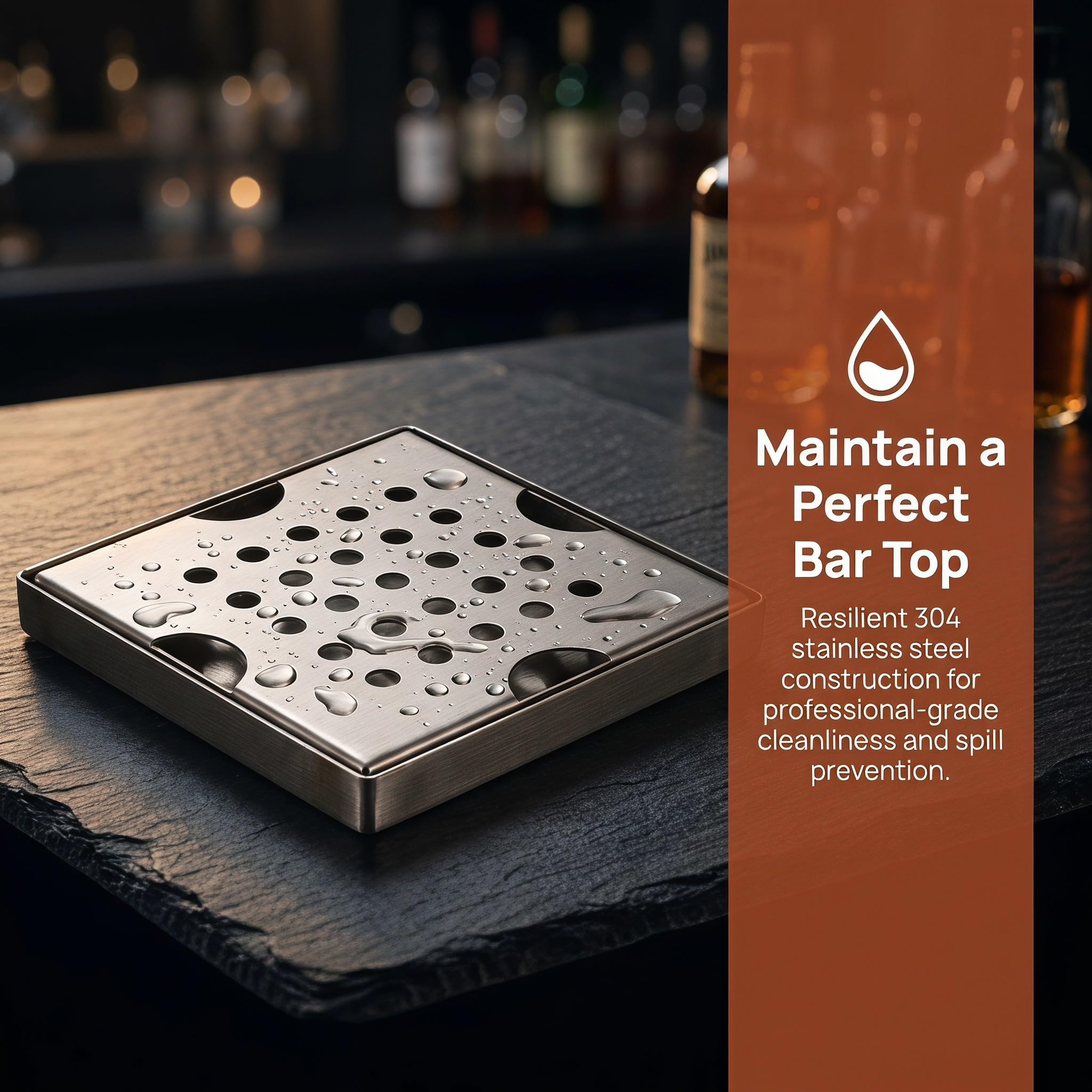 ibasenice Vaschetta raccogligocce per birra in acciaio inox - Vassoio quadrato di raccolta liquidi da 12x12 cm - Vaschetta di raccolta per liquidi per bar, caffetterie e banconi di degustazione vini.