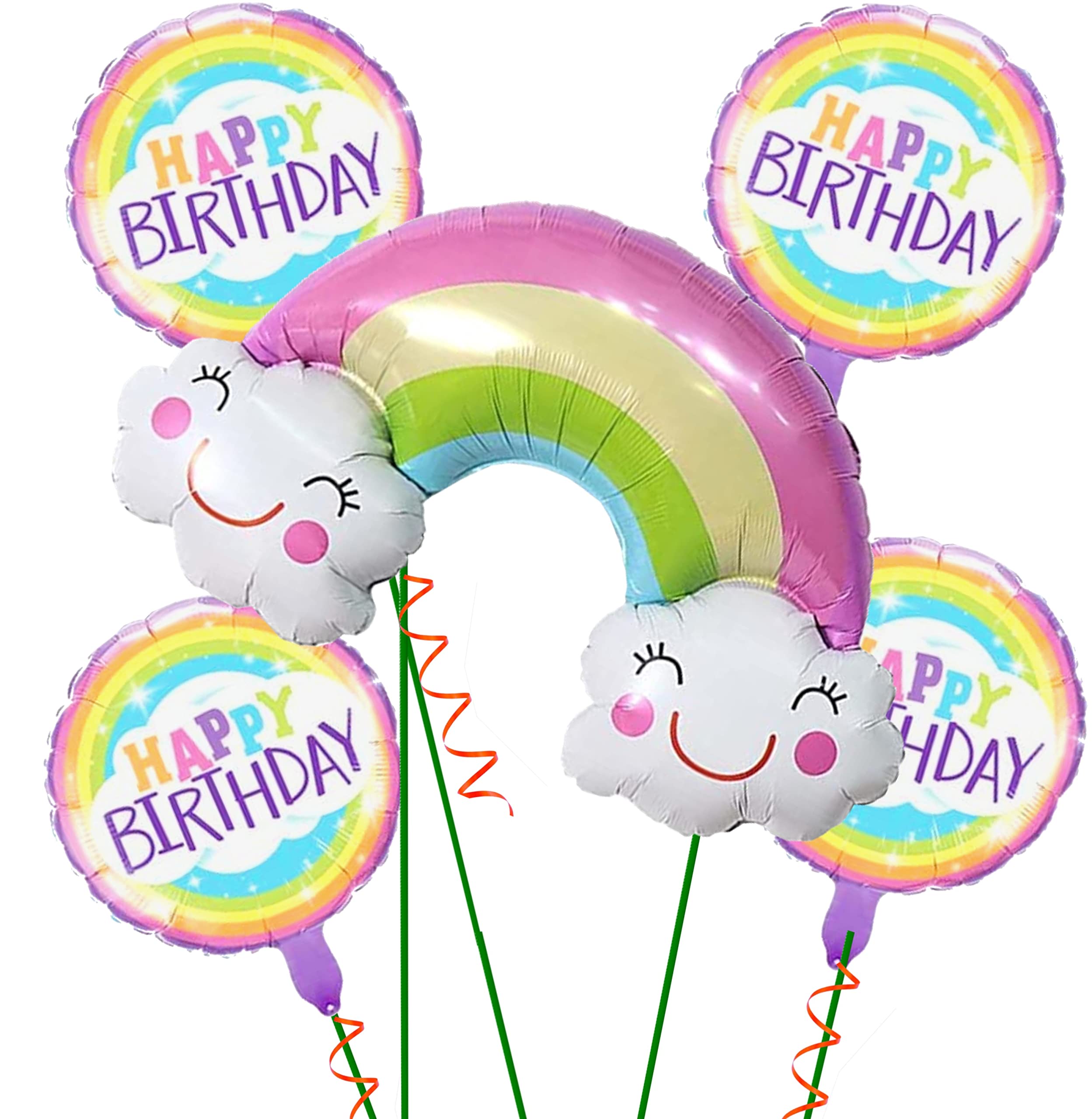 TOYXE 40603 Foil Happy Birthday Rainbow Balloons (Rainbow) Set of 5 pcs - Image 4 thumbnail