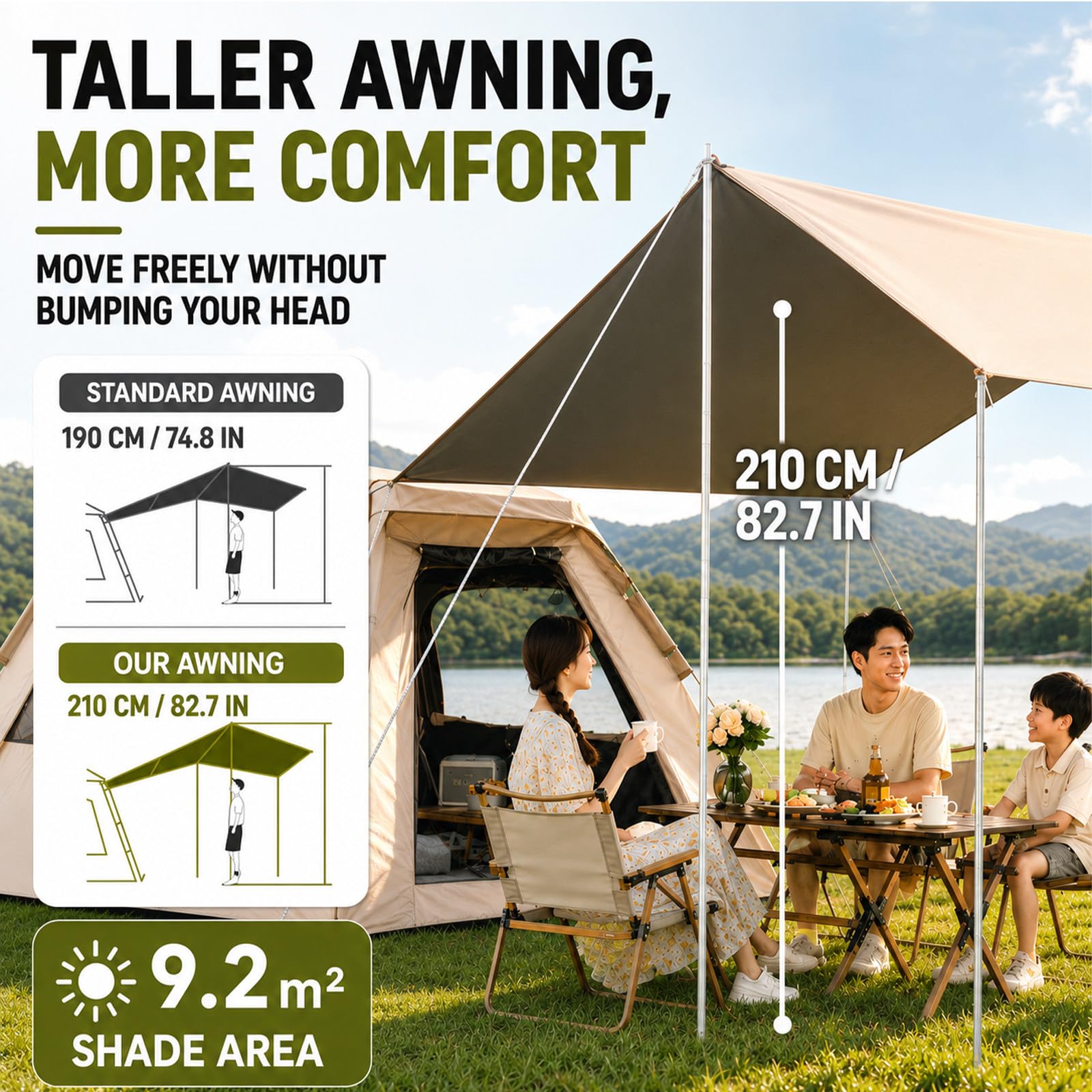 Tenda Da Campeggio Automatica Per 5-9 Persone Con Ampia Tettoia 5–9Person