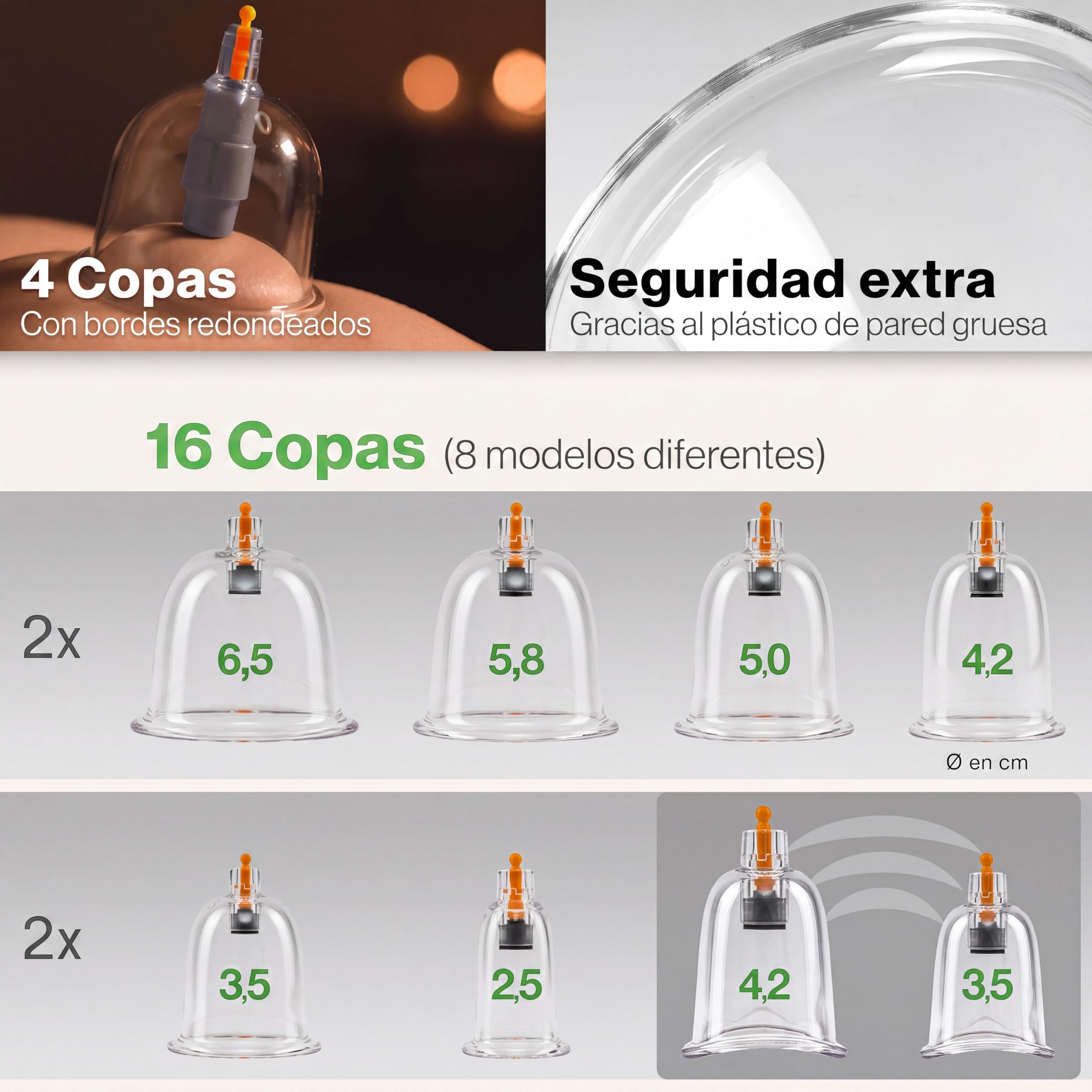 BACKLAXX® Ventosas Fisioterapia Set 12 Piezas con Bomba de Vacío, Cupping | Set ventosas masaje: 12 ventosas irrompibles, 6 imanes terapia, bomba, tubo & rascador fascias, videocurso & eBook