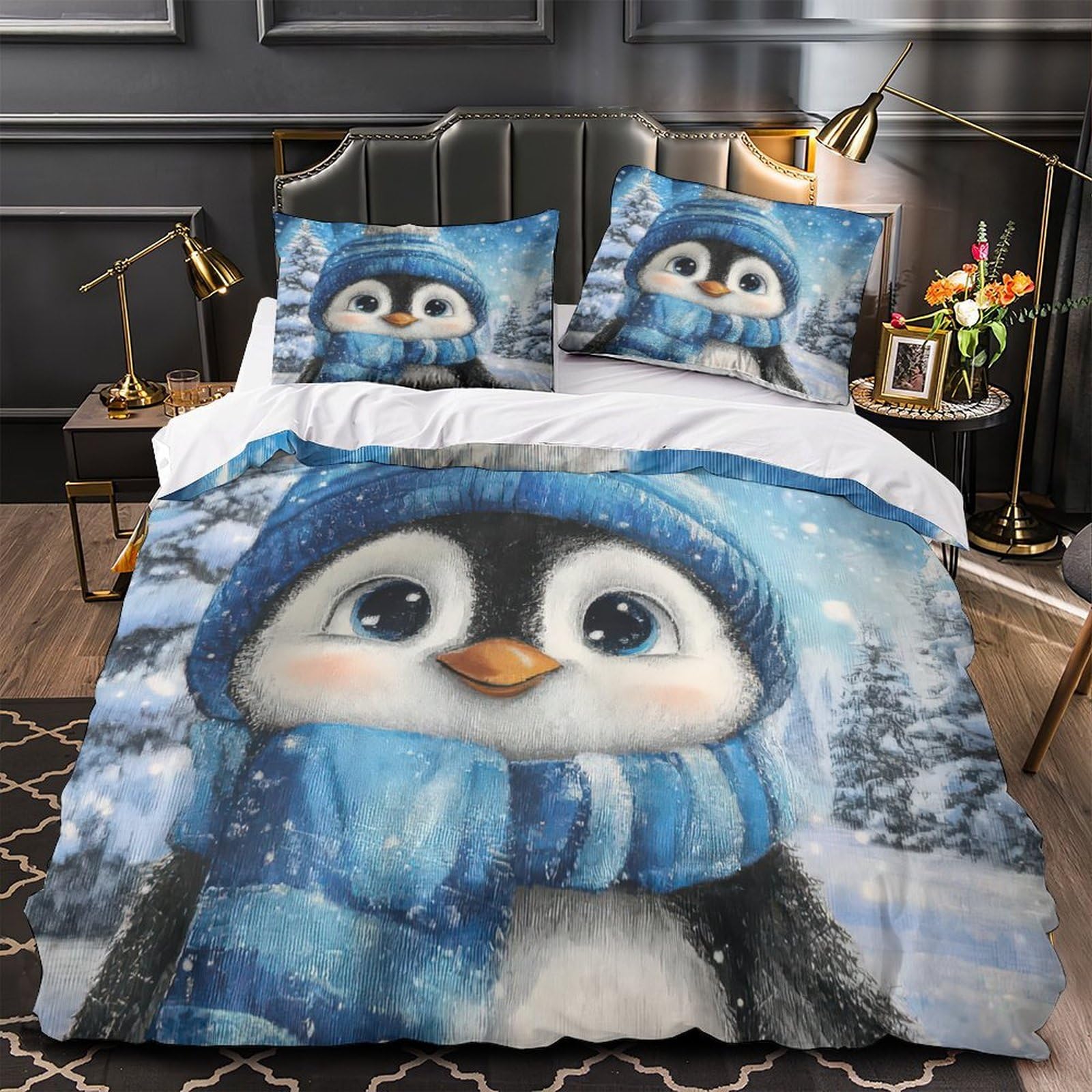 Housse de couette pingouin super douce pour créer un cocon chaud en hiver
