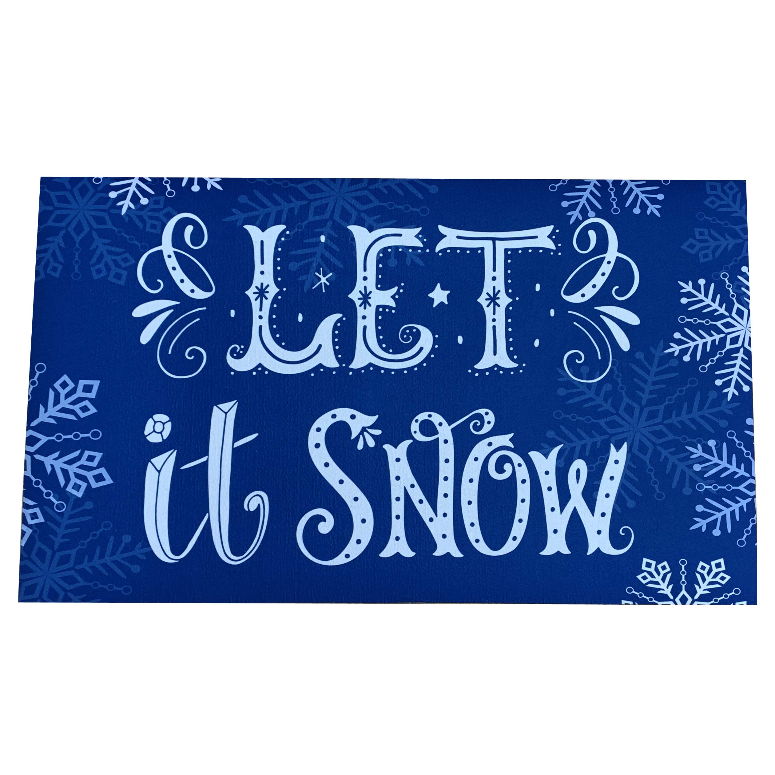 GiftWrap Etc. Let It Snow Door Mat - 18" x 30", Blue, White, Snowflakes, Christmas Decoration, Indoor Doormat, Front Door Decor, Entrance, Classroom, Home, Porch, Patio, Floor, Office