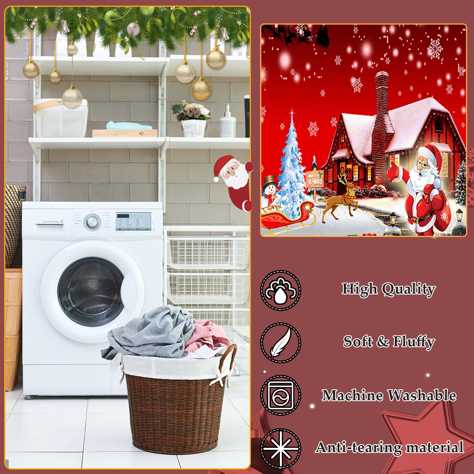 PORJDN Coperta di Natale per Divano, Coperta Morbida in Flanella, Coperta Natalizia con Motivo 3D Stampato, Morbida e Leggera per Divano, Letto, Ufficio e Viaggi all'aperto. (Stile B, 150x200cm)