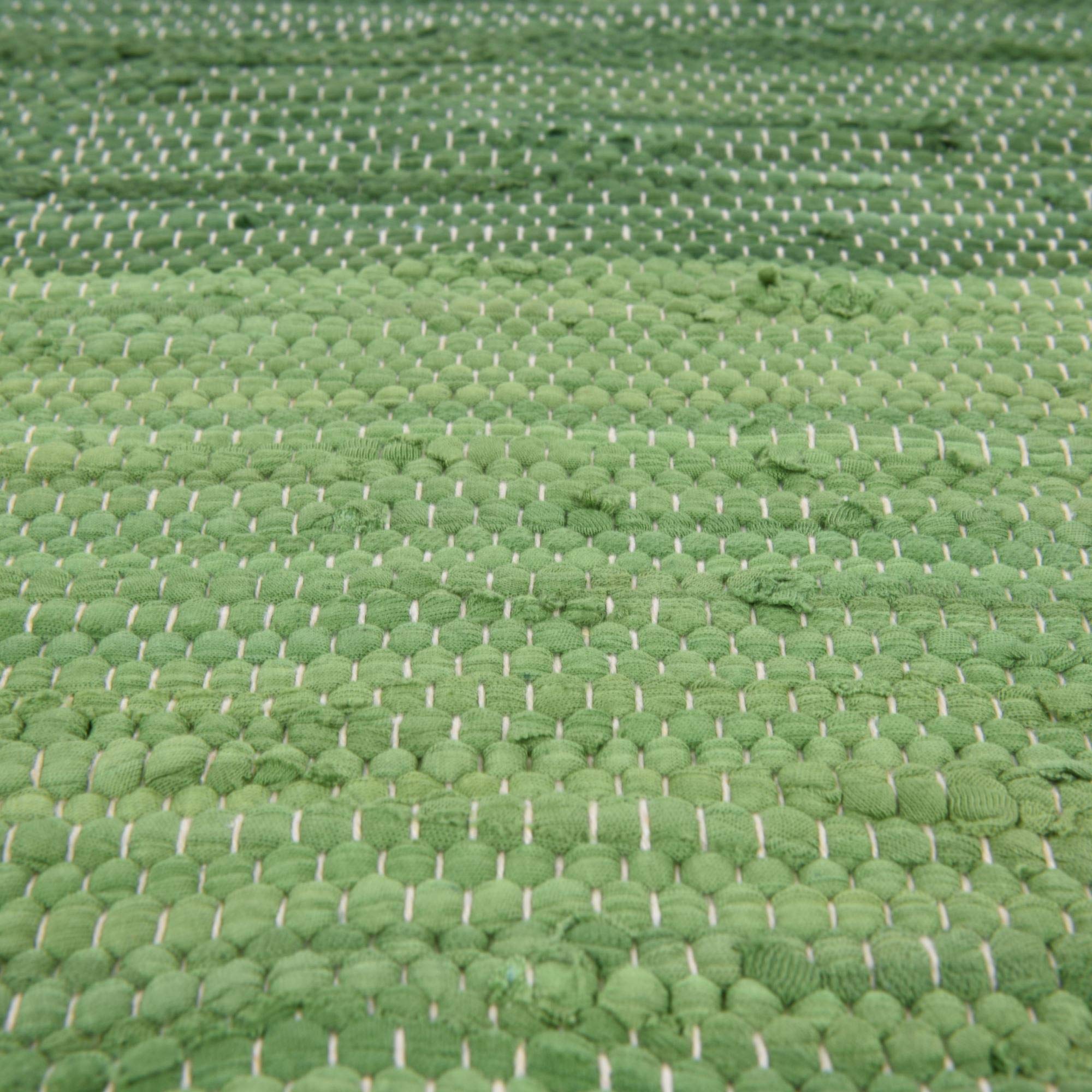 Dhurry | Fleckerl | Flachgewebe-Teppich aus 100% Baumwolle; handgewebt, waschbar, beidseitig verwendbar |160 x 230 cm; Farbe: Grün Multi | Happy Design