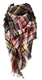 Womens Warm Long Shawl Winter Wraps Large Scarves Knit Cashmere Feel Plaid Triangle Scarf