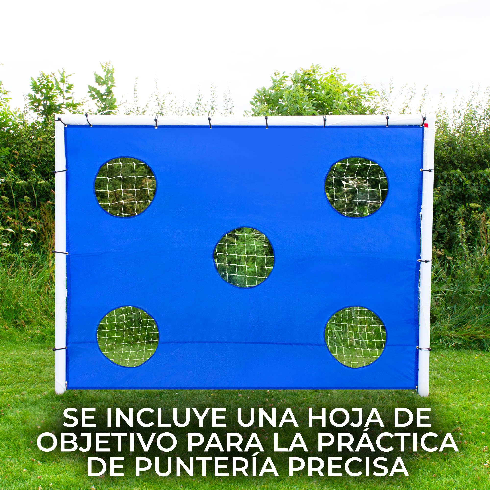 Porterías de Fútbol Impermeables Plegables Portátiles con Estuche Transporte y Hoja Objetivo de 5 Agujeros Puntería Equipo Entrenamiento Fútbol Red GOL Fútbol Interior Exterior Montaje Rápido