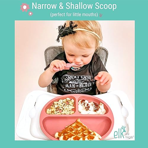 Miniatura 5 de Elk and Friends Cucharas de silicona para bebés Estuche de viaje incluido Cuchara infantil de primera etapa Etapa de destete LED para bebés Apta