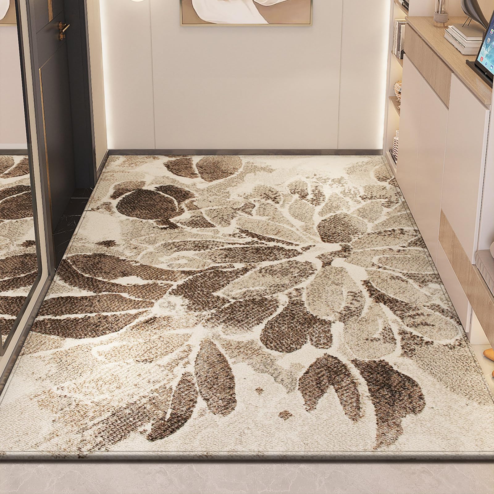 Fussmatte Aussen 90x150 Braun Grau Muster Schmutzfangmatte rutschfeste Fußmatte Außen für Eingang Patio Flur Garten Türmatte Maschinenwaschbare Fußmatten Haustür
