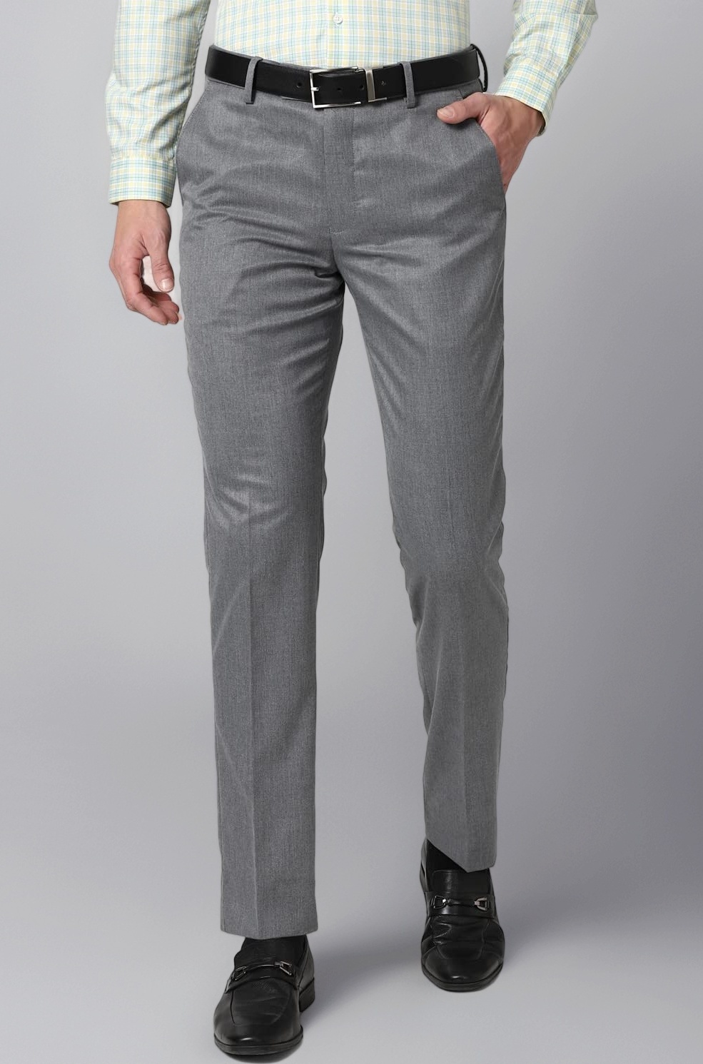 Peter England Men's Mid Rise Slim Fit Work Utility Pants